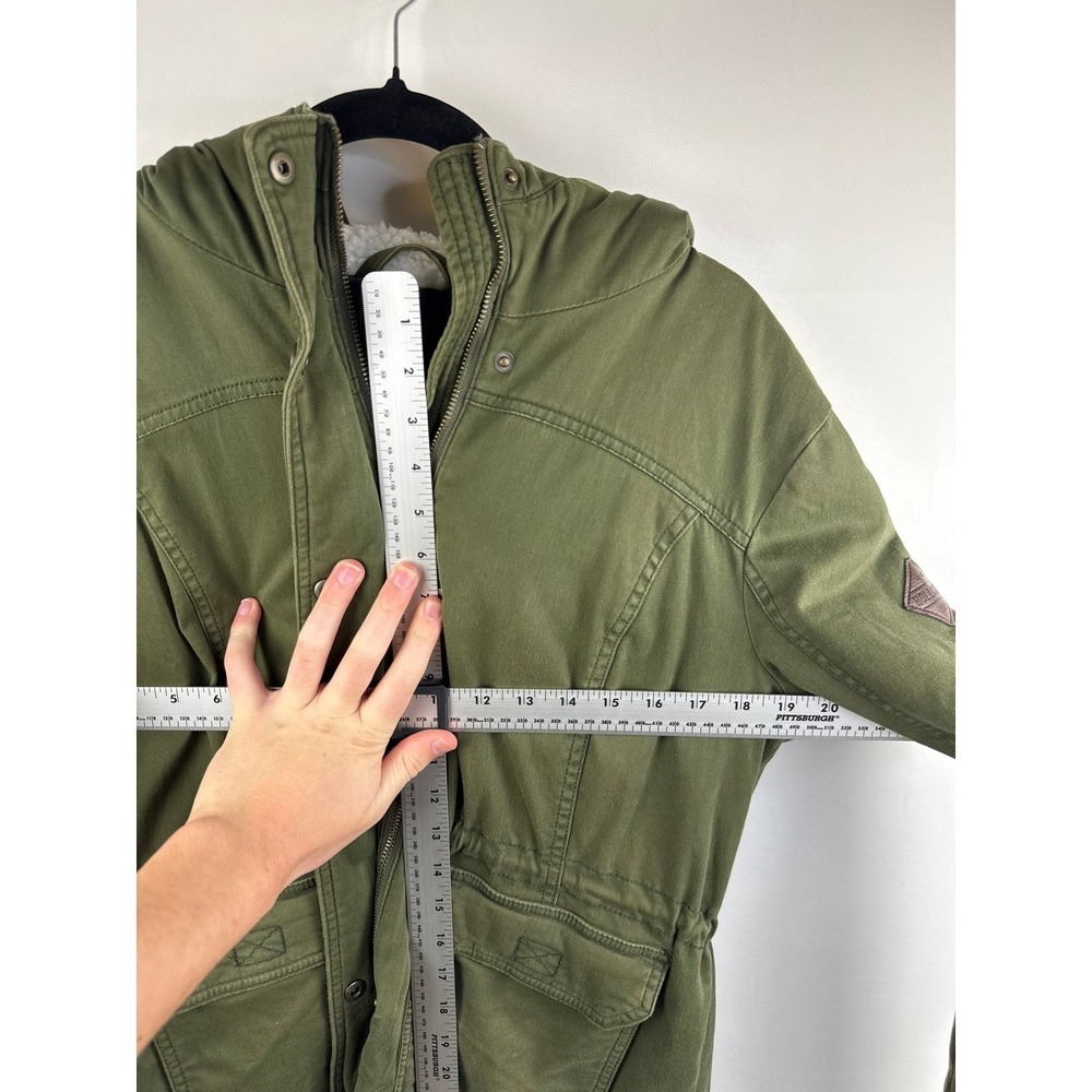 Hollister Heritage Collection Utility Jacket Olive Green Sherpa Hood Plaid XL - Picture 6 of 8